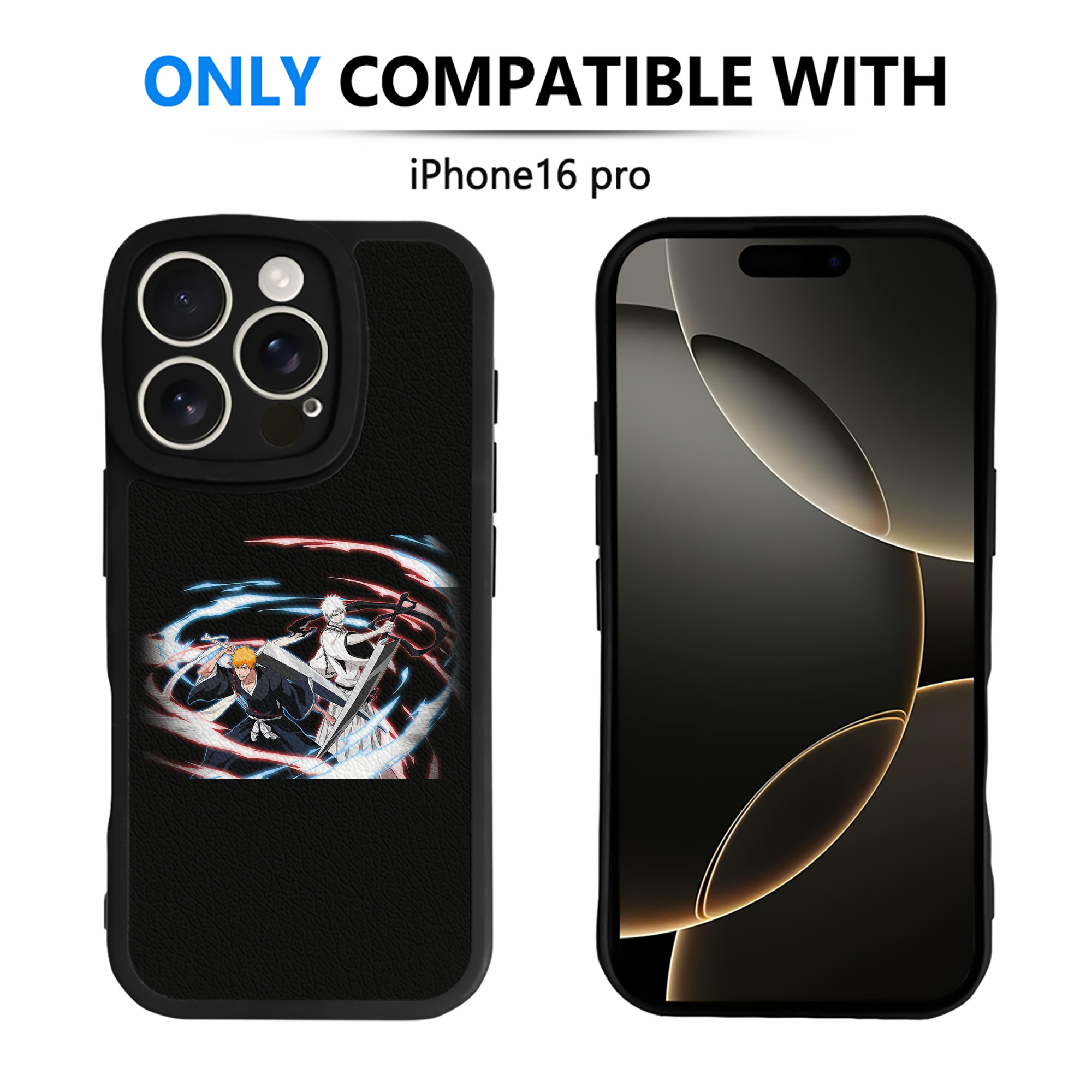 ブリーチ 黒崎一護（くろさき いちご）BLEACH Kurosaki Ichigo 【iPhone 16シリーズ対応】シリコンスマホケース（レザー調） 材質：シリコン